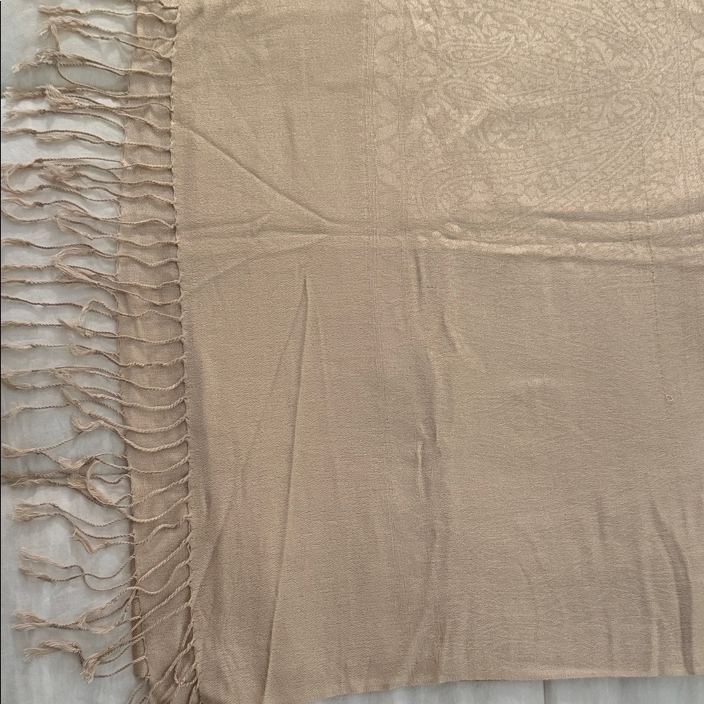 Elegant Beige Scarf with Fringe